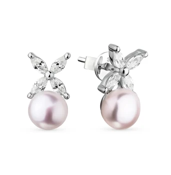 

Silver earrings with cubic zirconia and pearls sunlight sample 925