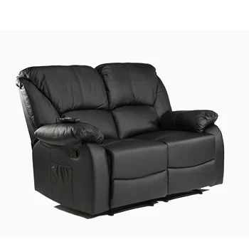 

ECODE Sofa Box Two Seater Recliner with massage beauty by Ripple Vibrating, calor Lumbar, leatherette ECO-8590/2 BLACK