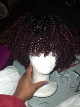 14 pulgadas Ombre pelo rubio Afro pelo rizado que teje 7 unids/lote extensiones de cabello sintético 6 mechones con cierre para las mujeres negras