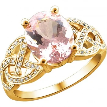 

Esthete ring with morganite and diamonds in Yellow Gold