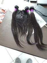 Mechones de pelo de color Natural con cierre, cabello humano brasileño liso de 200g por juego, cierre 4x4 con encaje tipo T