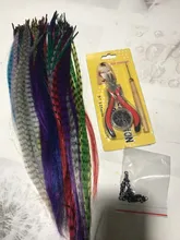 Plumas para pelo sintético Multicolor para extensiones de cabello, Kit de microcuentas DIY, plumas, utensilios para extensiones de cabello, 55 Uds.