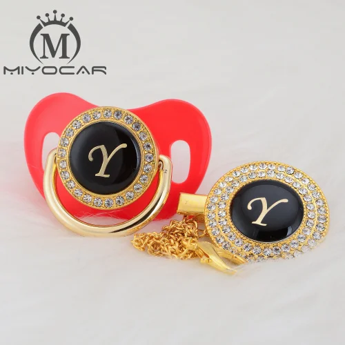 LY-5 0-6m MIYOCAR имя инициалы Письмо Y Элегантный Серебряный bling соска и пустышка Клип BPA бесплатно пустышка bling уникальный дизайн SGS пройти LY - Цвет: LY-5 0-6m