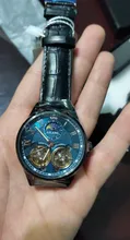 AILANG Marca original 2019 doble Tourbillon reloj masculino mecánico automático último diseño reloj doble volante para hombre reloj mecánico automático moda casual hombre de negocios Luminosa impermeable Reloj