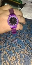 TikTok-reloj magnético con correa de malla para mujer, cronógrafo con superficie Digital de cielo estrellado, para celebridades por Internet