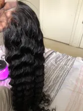 Luvin-Peluca de cabello humano rizado con malla Frontal para mujer, postizo de 30 a 40 pulgadas de densidad 180, sin pegamento, color agua, color negro, brasileña, desplumada