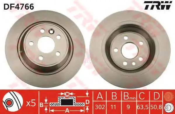 TRW DF4766 Диск тормозной задн FORD: GALAXY 06-, MONDEO IV 07-, MONDEO IV Turnier 07-, MONDEO IV седан 07-, S-MAX 06