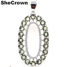 45x23 мм Красивый зеленый аметист натуральный CZ подарок для девочек серебряный кулон