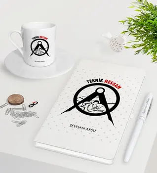 

Personalized Technical Painter White Notebook Pen Turkish coffee Cup Seti-1
