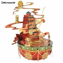 Microworld – Puzzle 3D en métal, Mini ville, Gansu Dunhuang chinois, modèles, Kits, bricolage, découpe Laser, jouets éducatifs, cadeaux