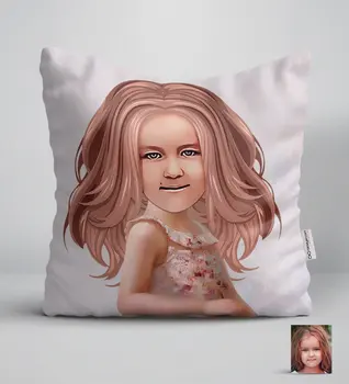 

Personalized Female Child Illustration Design White Yastık-3