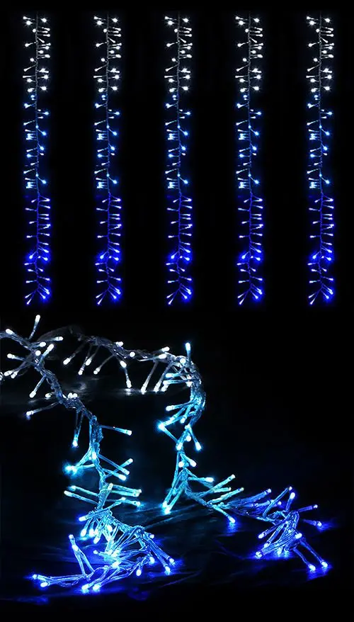 Светодиодный занавес БЕГУЩИЙ ОГОНЬ (Cluster lights) 150 холодных