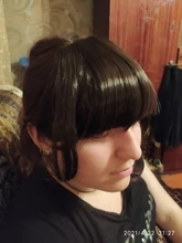Leeons-postizo corto de pelo sintético para mujer, postizo resistente al calor, con flequillo, corto Natural, pinzas para el pelo, color negro