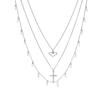 

Silver necklace with cubic zirconia and moonstones sunlight sample 925