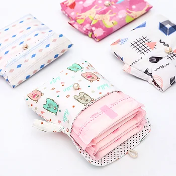 

Cotton Storage Bag For Sanitary Napkin Cute Coin Purse Credit Card Organizer Sanitary Pads Packing Pouch Jewelry Container Case