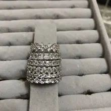 Huitan-Anillo de lujo para mujer, Micro pavé grande redondo/cuadrado/ovalado de CZ, joyería de boda, regalo de amor para esposa, alta calidad