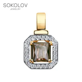 

Pendant SOKOLOV gold ситаллом Sultana and cubic zirkonia fashion jewelry 585 women's male, pendants for neck women