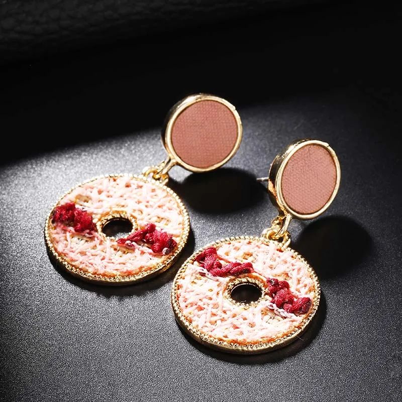 Женские серьги с разноцветным плетением вечерние кольцом подарки для друзей 2019 |