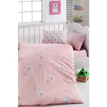Комплект детской кровати из хлопка | розовый кролик