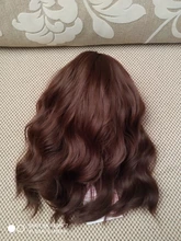 AISI QUEENS corto marrón peluca pelucas sintéticas con flequillo para las mujeres púrpura de la onda de agua Natural Bob pelucas resistente al calor falso pelo