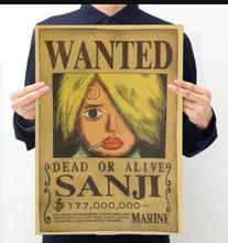 Figuras de acción de One Piece Bounty, pegatinas de pared con estampado de póster artesanal, película Vintage, Playbill, Luffy, papel tapiz de una pieza, 1 Uds.