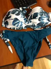 Bikini Bathing-Suit Women Swimwear Print New Bandeau Biquini Leaves Push-Up Female Brazilian