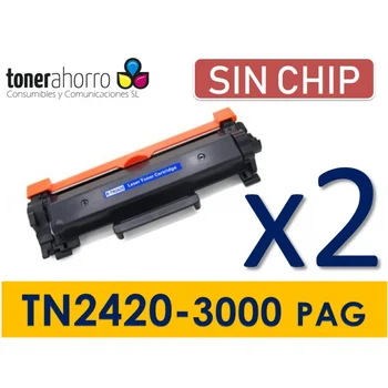 

TonerAhorro-Pack 2 Toner Cartridge chip Compatible Tn2420/Tn2410 (2x3.000 pages) WITHOUT Chip lifetime Warranty