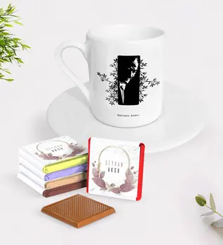 

Personalized Ataturk Themed Turkish coffee Cup and Chocolate Gift Seti-8