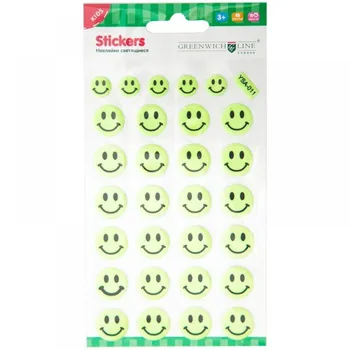 

Decorative stickers glowing Greenwich line "emoticons"