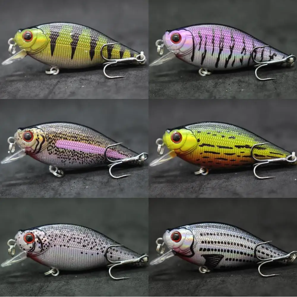 WLure-señuelo de pesca Crankbait, 6,5 cm, 7,4g, cuerpo plano, Wobbler, Musky, tanque flotante, probado, duro, colores variados, C547