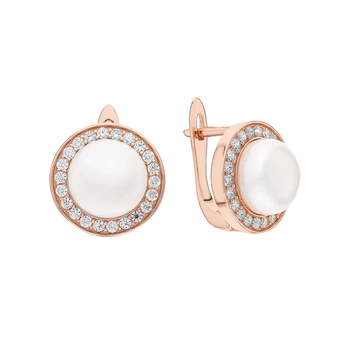 

Silver earrings with pearls and cubic zirconia sunlight sample 925 test