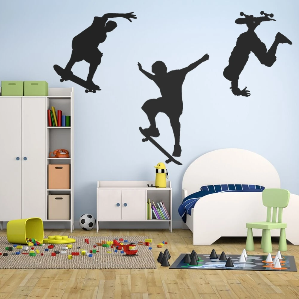

Colorful Skateboarding Tricks Sports Frame Wall Sticker Home Decals For Living Room Decor A0072