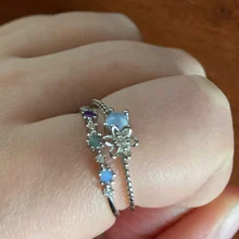 Anillos de circonita de cristal para mujer, anillos abiertos ajustables con forma de hoja de flor y mariposa, joyería de compromiso para boda, regalo, novedad de 2021