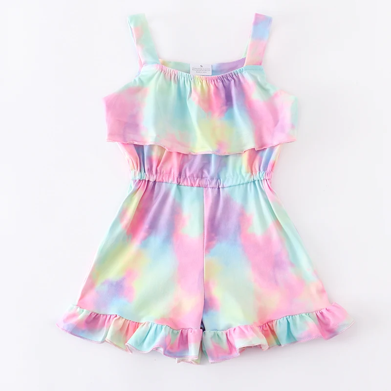 cute baby suit Girlymax Spring Summer Milk Silk Baby Kids Tie Dye Daisy Stripe One-piece Garment Jumpsuit  Pants Shorts Set Clothes Sleeveless newborn clothes set Clothing Sets