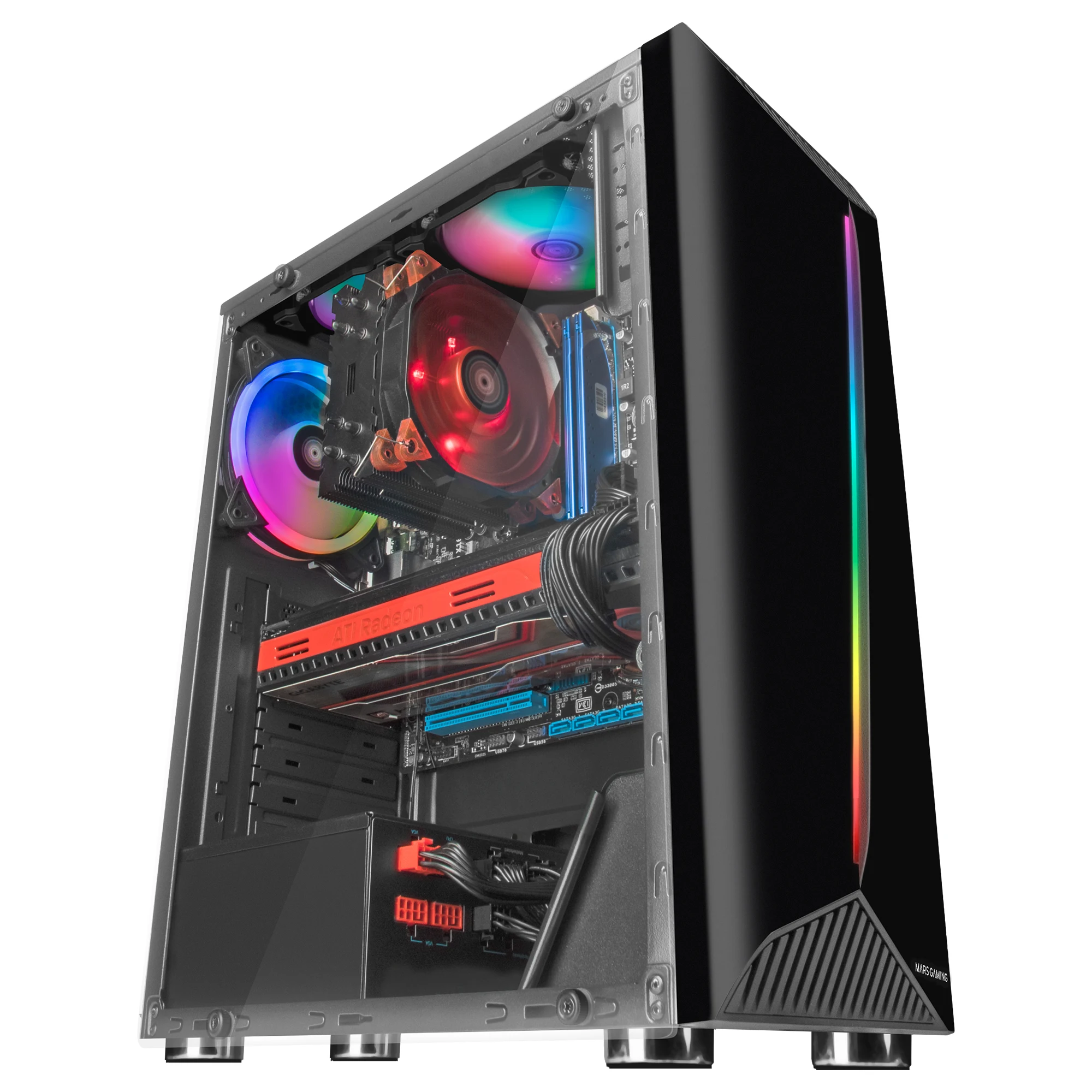 Boitier ATX Mars Gaming MCX RGB avec panneau vitré (Noir)