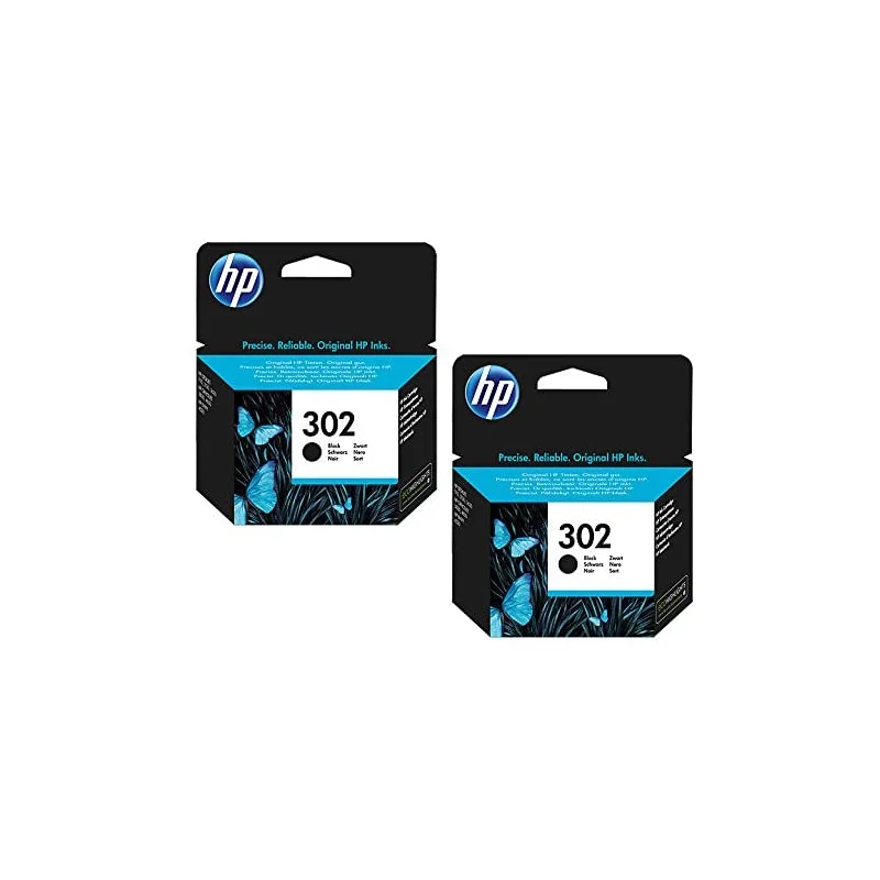 Cartuccia Hp 302 F6U66Ae X 2 Pack 2 Cartucce D'Inchiostro Nere Originali Per Hp Deskjet 2130, Envy 4520, Officejet 3800