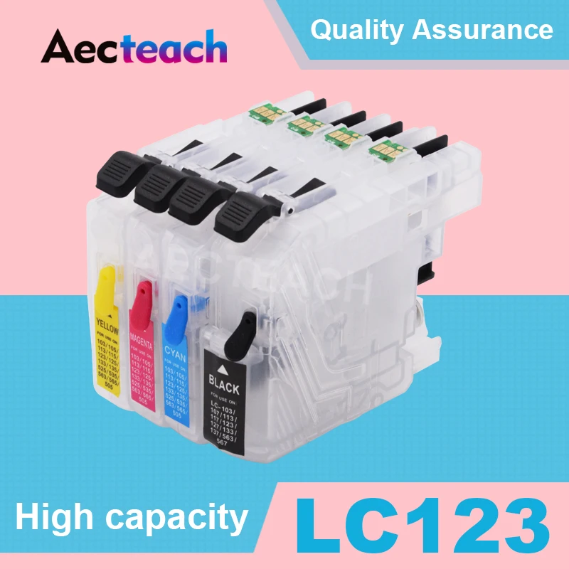 Компьютер aecучебный 4 цвета для Brother LC123 XL LC121 LC125 LC127 LC129 перезаправляемый картридж