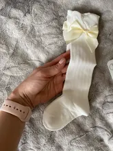 Calcetines de colores sólidos para bebé, lindos lazos suaves hasta la rodilla, para niña pequeña, calcetines largos transpirables de verano