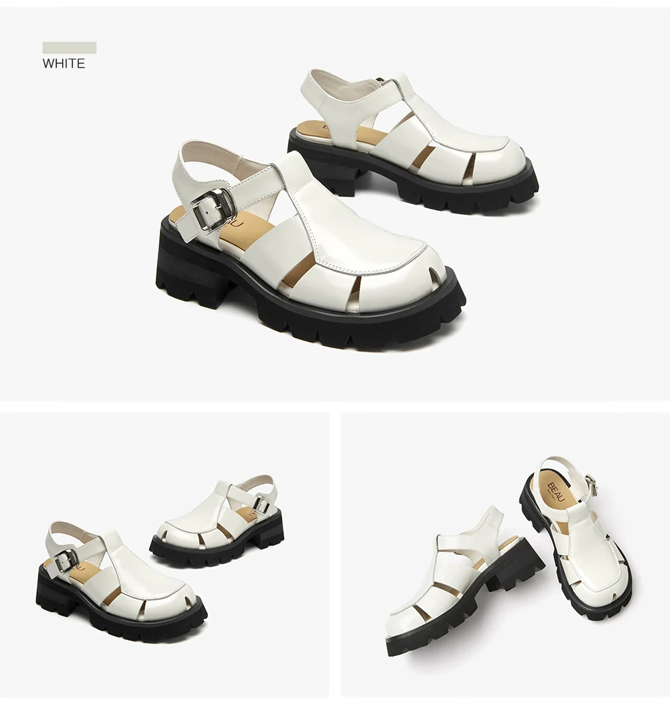 BeauToday Platform Sandals Women Buckle Strap Genuine Leather Slingback Round Toe Casual Outdoor Summer Ladies Shoes 38204