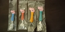Peppa Pig-cubiertos de acero inoxidable para niños, modelos de figuras de la familia George Pig, vajilla, regalo de cumpleaños