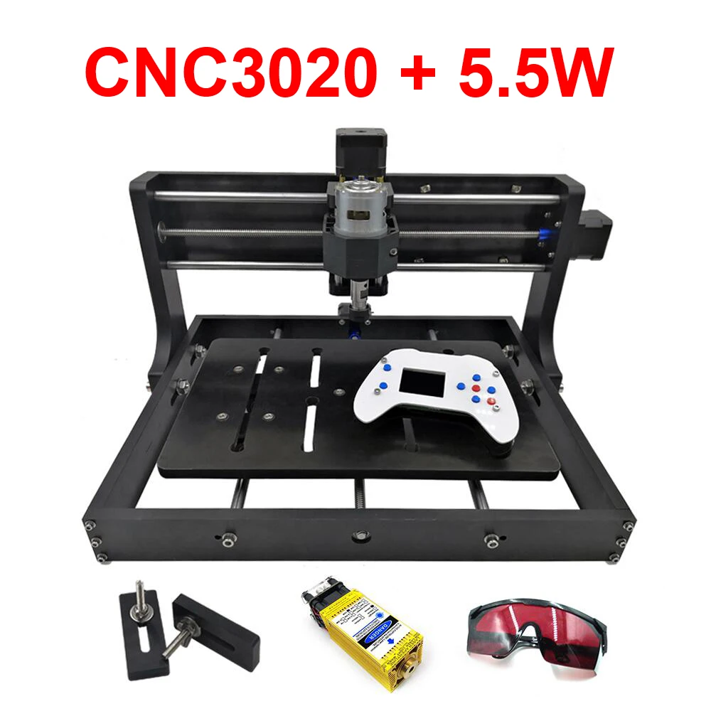 DIY CNC 3020 гравировальный станок, деревообрабатывающий станок, резак, лазерный гравер можно использовать с GRBL управлением и в автономном режиме - Цвет: 5.5W