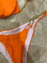 Chain Swimsuit Bikini-Set Bandeau Sexy Women Summer Biquini Peachtan Female Mellatic