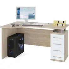 Стол компьютерный СОКОЛ КСТ-104.1 дуб сонома/белый правый