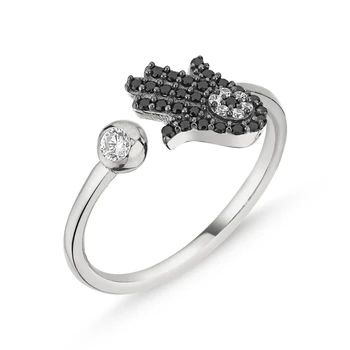 

KUTAYDAN Society Eye Zircon Cubic Zirconia Fatma Master Hand Adjustable Ring 925 Sterling Silver