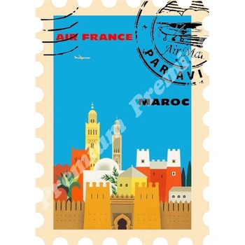 

Morocco Africa souvenir magnet vintage tourist poster