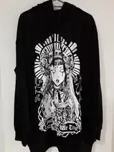 Hooded Pullover Punk Sweatshirt Grunge Mall Goth Streetwear Harajuku Witch Y2k Women