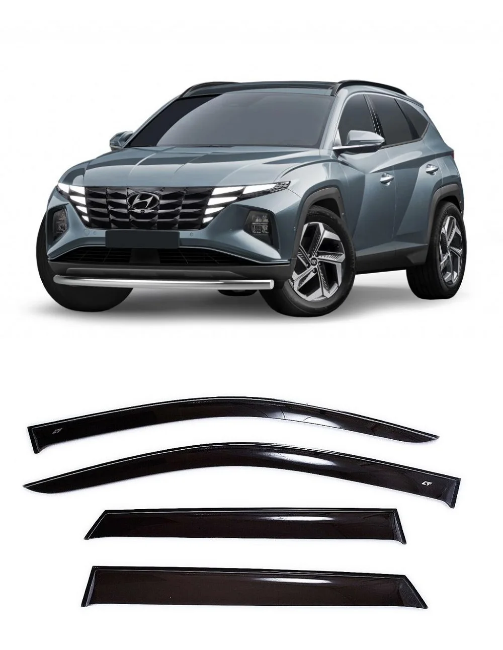 4 pièces Déflecteurs pour Auto pour Hyundai Tucson 2015-2020, DéFlecteurs  Vent FenêTre LatéRale, Déflecteurs d'Air, Bouclier Pluie Fenêtre Côté