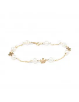 

Girl bracelet gold Flower uneven with pearls