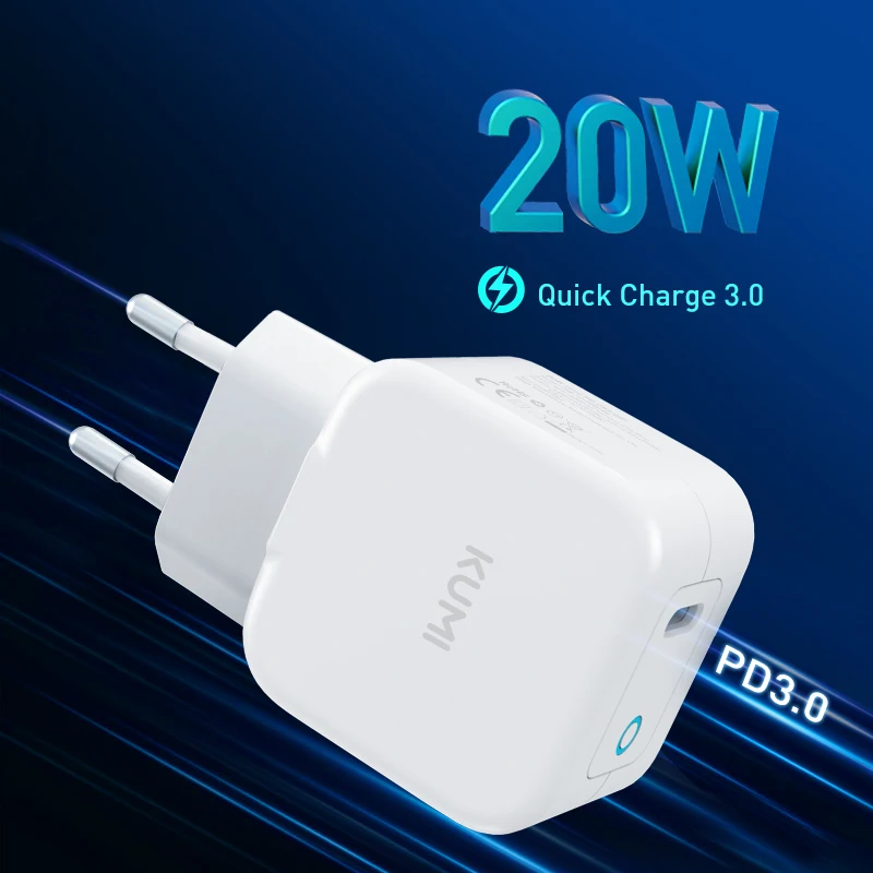 KUMI PD 20W Quick Charger USB Type-C 30W GaN with QC 3.0 Fast for iPhone 11 Huawei Xiaomi Laptop | Электроника