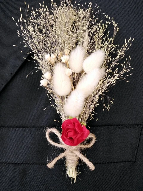6 Pcs Of Natural Fresh Dried Preserved Flowers Gypsophila Paniculata Needle Corsage Boutonniere groom Red